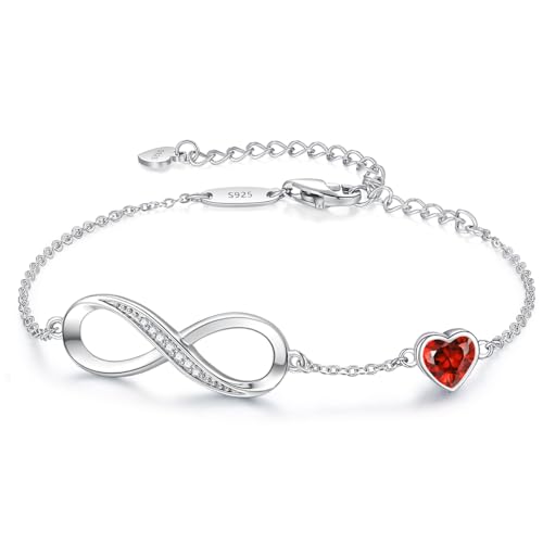 CDE Infinity Heart Symbol Charm Link Bracelet for Women 925 Sterling Silver Adjustable Mother's Day Gift Anniversary Jewelry Christmas Birthday Gifts for Wife Girlfriend Her - Image 1