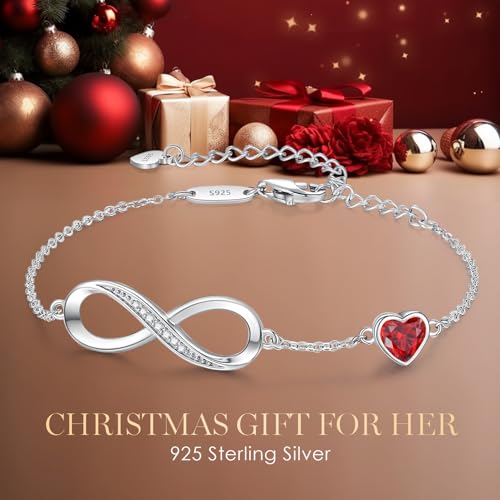 CDE Infinity Heart Symbol Charm Link Bracelet for Women 925 Sterling Silver Adjustable Mother's Day Gift Anniversary Jewelry Christmas Birthday Gifts for Wife Girlfriend Her - Image 4