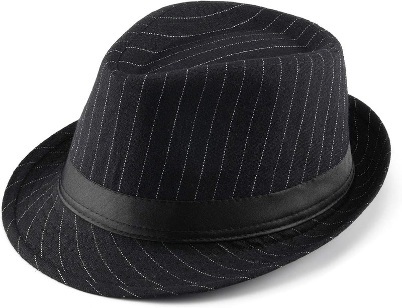 FALETO Unisex Classic Manhattan Structured Gangster Trilby Fedora Hat - Image 1