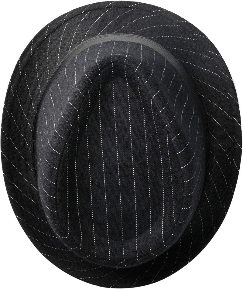 FALETO Unisex Classic Manhattan Structured Gangster Trilby Fedora Hat - Image 3