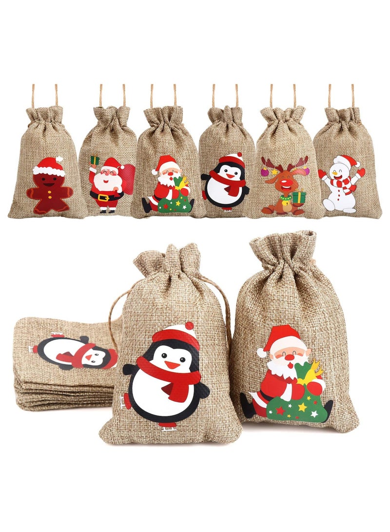 The BZ Company - ( Pack of 24 ) Christmas Tree Decorations -Christmas Gift Bags - Christmas Decorations – Merry Xmas Reusable Gift Treat Pouches Candy Bags Goodies Bag for Christmas Sock Party Christmas Decor & New Year - Image 1