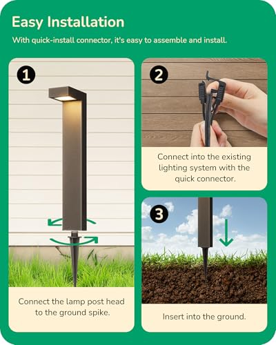 EDISHINE Low Voltage Pathway Lights Wired, 3000K 3.2W 50,000Hrs Waterproof LED Outdoor Landscape Lighting with Connectors, 12V Modern Cast-Aluminum Landscape Path Lights for Walkway Garden, 4 Pack - Image 5