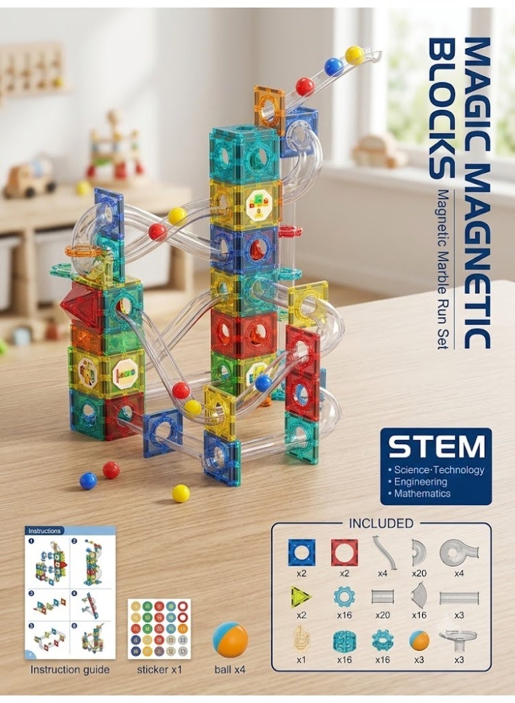 Magic Magnetic Blocks Magnetic Marble Run Set for Kids - Image 2