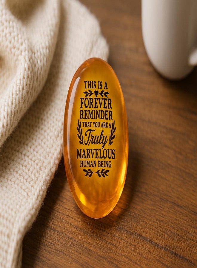 VEOJEIN Forever Reminder Amber Resin Keepsake Stone, Inspirational Gift with Uplifting Quote, Pocket-Sized Motivational Token for Encouragement, Support, Healing, Gratitude, Men & Women - Image 4
