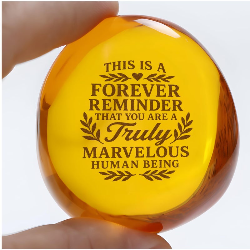 VEOJEIN Forever Reminder Amber Resin Keepsake Stone, Inspirational Gift with Uplifting Quote, Pocket-Sized Motivational Token for Encouragement, Support, Healing, Gratitude, Men & Women - Image 1