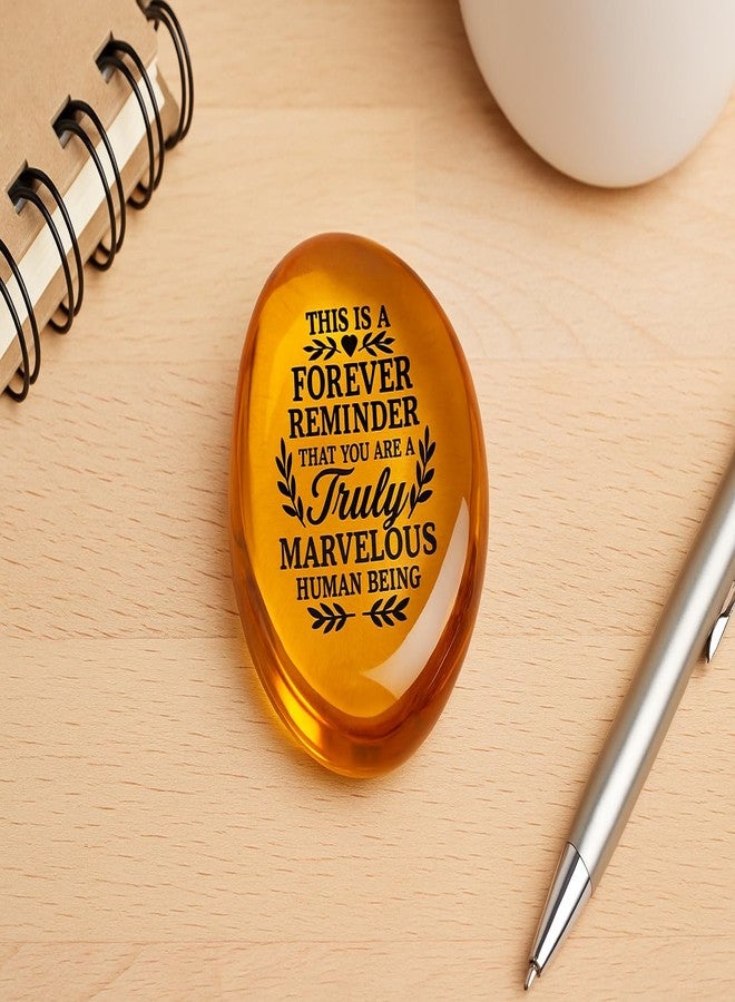 VEOJEIN Forever Reminder Amber Resin Keepsake Stone, Inspirational Gift with Uplifting Quote, Pocket-Sized Motivational Token for Encouragement, Support, Healing, Gratitude, Men & Women - Image 2