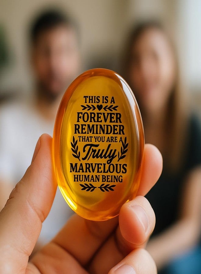 VEOJEIN Forever Reminder Amber Resin Keepsake Stone, Inspirational Gift with Uplifting Quote, Pocket-Sized Motivational Token for Encouragement, Support, Healing, Gratitude, Men & Women - Image 3