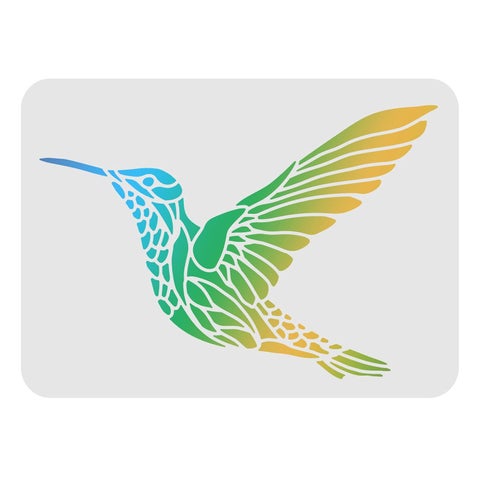 FINGERINSPIRE Hummingbird Stencil Template 11.6x8.3 inch Plastic Hummingbird Pattern Drawing Painting Stencils Rectangle Reusable Stencils for Painting on Wood, Floor, Wall and Tile