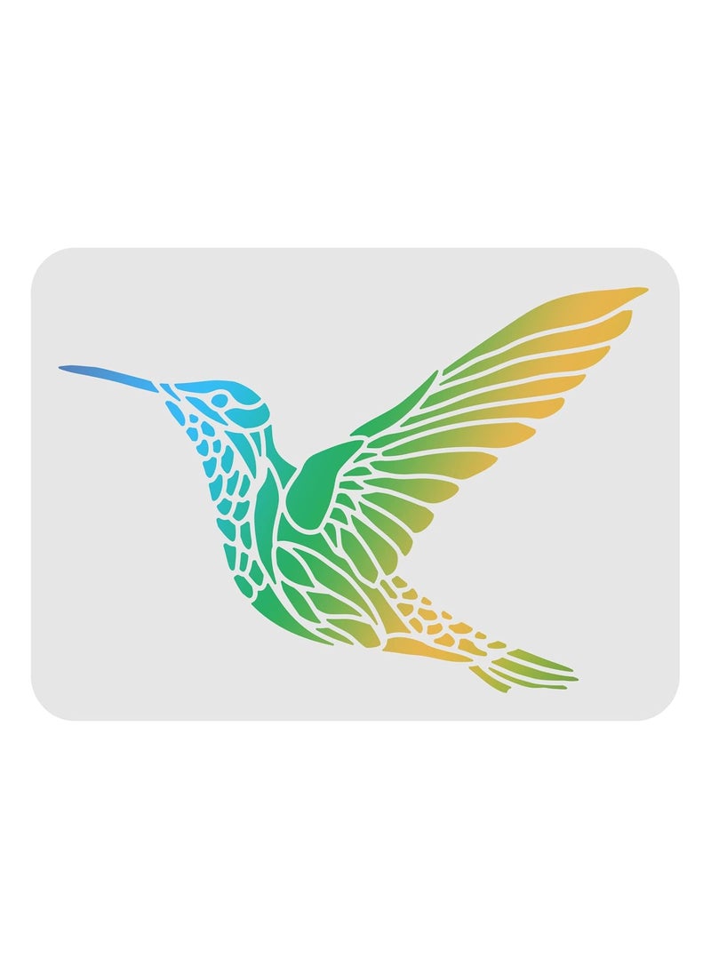 FINGERINSPIRE FINGERINSPIRE Hummingbird Stencil Template 11.6x8.3 inch Plastic Hummingbird Pattern Drawing Painting Stencils Rectangle Reusable Stencils for Painting on Wood, Floor, Wall and Tile  - Image 1