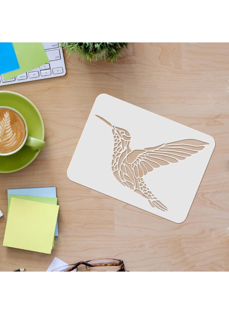 FINGERINSPIRE FINGERINSPIRE Hummingbird Stencil Template 11.6x8.3 inch Plastic Hummingbird Pattern Drawing Painting Stencils Rectangle Reusable Stencils for Painting on Wood, Floor, Wall and Tile  - Image 3