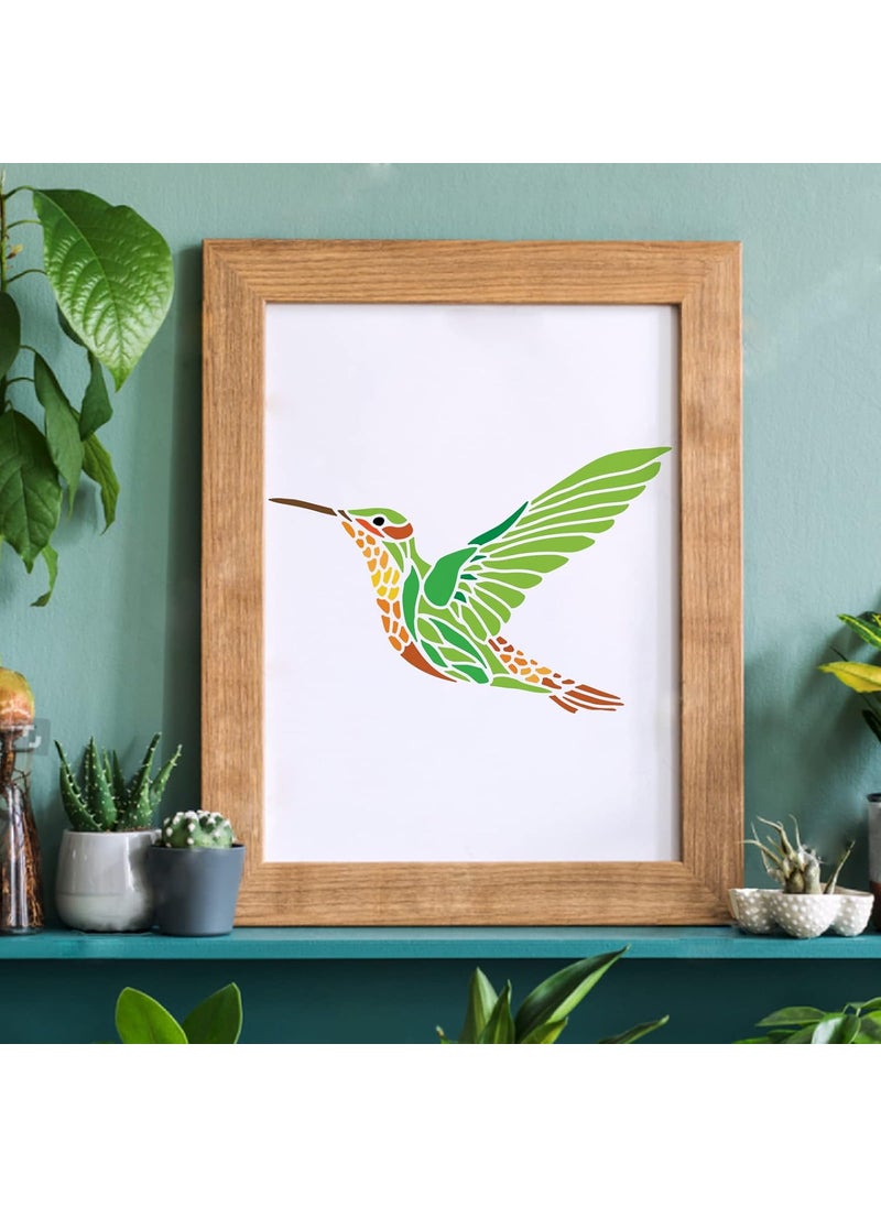 FINGERINSPIRE FINGERINSPIRE Hummingbird Stencil Template 11.6x8.3 inch Plastic Hummingbird Pattern Drawing Painting Stencils Rectangle Reusable Stencils for Painting on Wood, Floor, Wall and Tile  - Image 5