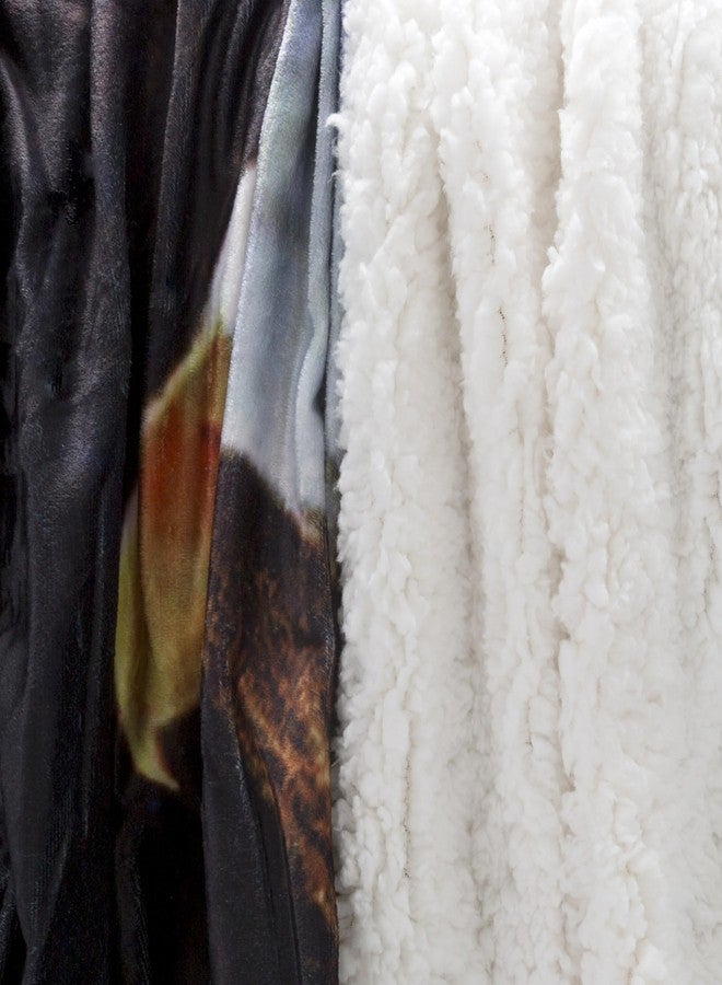 Lavish Home Sherpa Fleece Throw Blanket - American Flag Bald Eagle Print, Lightweight Hypoallergenic Bed Couch Plush Blanket for Adults and Kids - Image 3