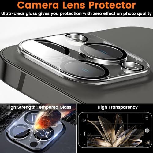 Lesakit 4+4 Pack Privacy Screen Protector for iPhone 15 Pro Max 6.7-Inch with 4 Pack Camera Lens Protector, Anti Spy Tempered Glass Film 9H Hardness Case Friendly - Image 5