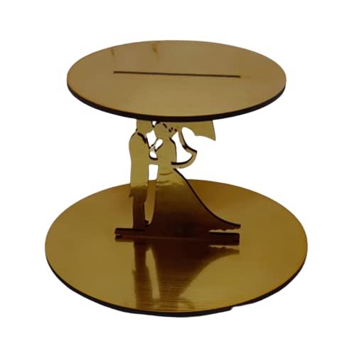 T H BAKEWARE Wooden Cake Spacer Couple with Umbrella Design Tier, Cake Spacer Separator Stands, for Couple with Umbrella Design Shape (Pack of 1) - Image 3