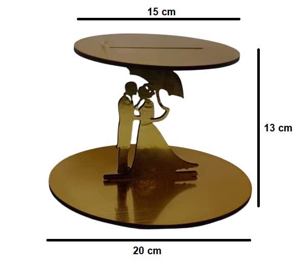 T H BAKEWARE Wooden Cake Spacer Couple with Umbrella Design Tier, Cake Spacer Separator Stands, for Couple with Umbrella Design Shape (Pack of 1) - Image 2