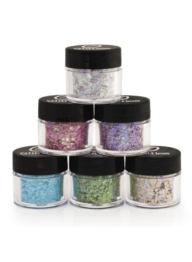 Glitties (6 Pk) Holographic & Matte Chunky Custom Mixed Glitter ✶ Cosmetic Grade ✶ Festival Body Glitter Makeup Face Hair Lips Nails (60 Gram) - Image 2