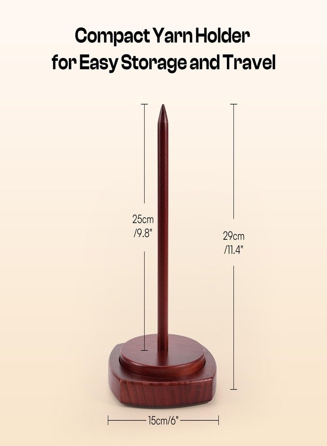 Caydo Wooden Yarn Holder for Knitting and Crocheting, Easy Install and Operate Yarn Spinner Holder, Yarn Spinner with Yarn Storage, Perfect Crochet Gift for Craft Enthusiasts - Brown - Image 2