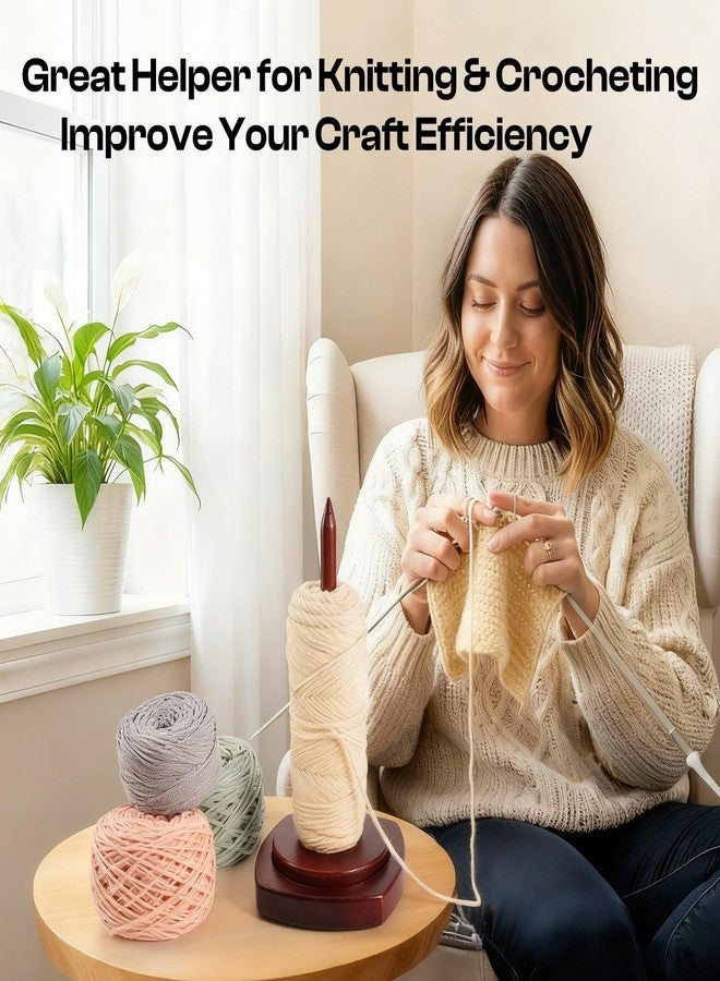 Caydo Wooden Yarn Holder for Knitting and Crocheting, Easy Install and Operate Yarn Spinner Holder, Yarn Spinner with Yarn Storage, Perfect Crochet Gift for Craft Enthusiasts - Brown - Image 4