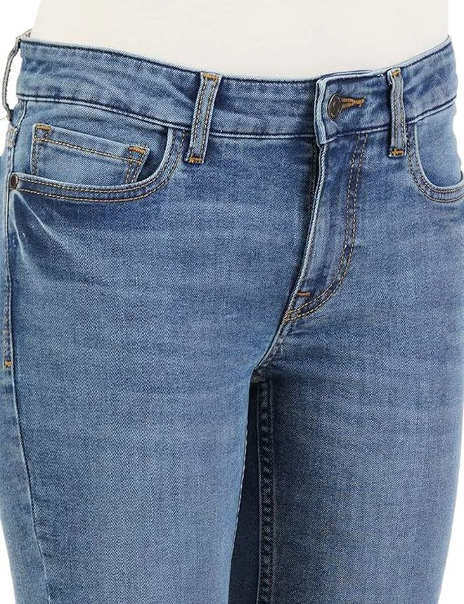 inkd Marine Blue Women's Slim Fit Jeans - Mid-Rise | Cotton Blend | Stretchable | Classic 5 Pocket Styling | Jeans for Women for Women | Best Price UAE