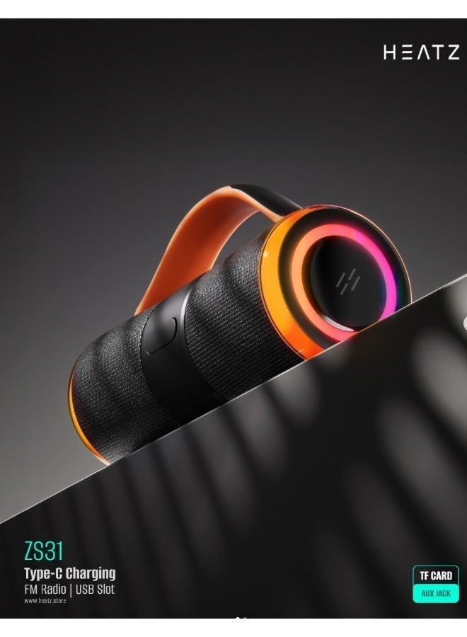 HEATZ Portable Bluetooth Speaker TWS, FM Radio, Wireless Stereo Rechargeable, Lightweight RGB Night Light ZS31 - Image 3