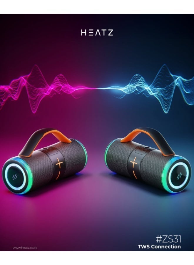 HEATZ Portable Bluetooth Speaker TWS, FM Radio, Wireless Stereo Rechargeable, Lightweight RGB Night Light ZS31 - Image 1