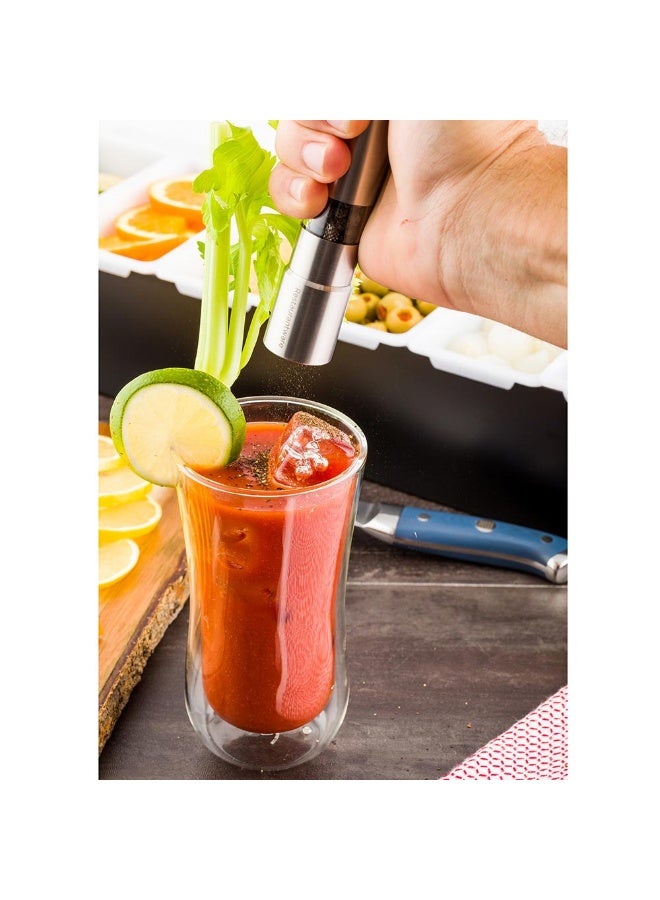 Restaurantware مطحنة ملح أو فلفل مت لوكس، مطحنة فلفل أو ملح بضغط واحد، قابلة لإعادة التعبئة، تشغيل بيد واحدة، هزاز ملح أو فلفل من الفولاذ المقاوم للصدأ، للفلفل المطحون، الهيمالايا، أو ملح البحر - Image 3