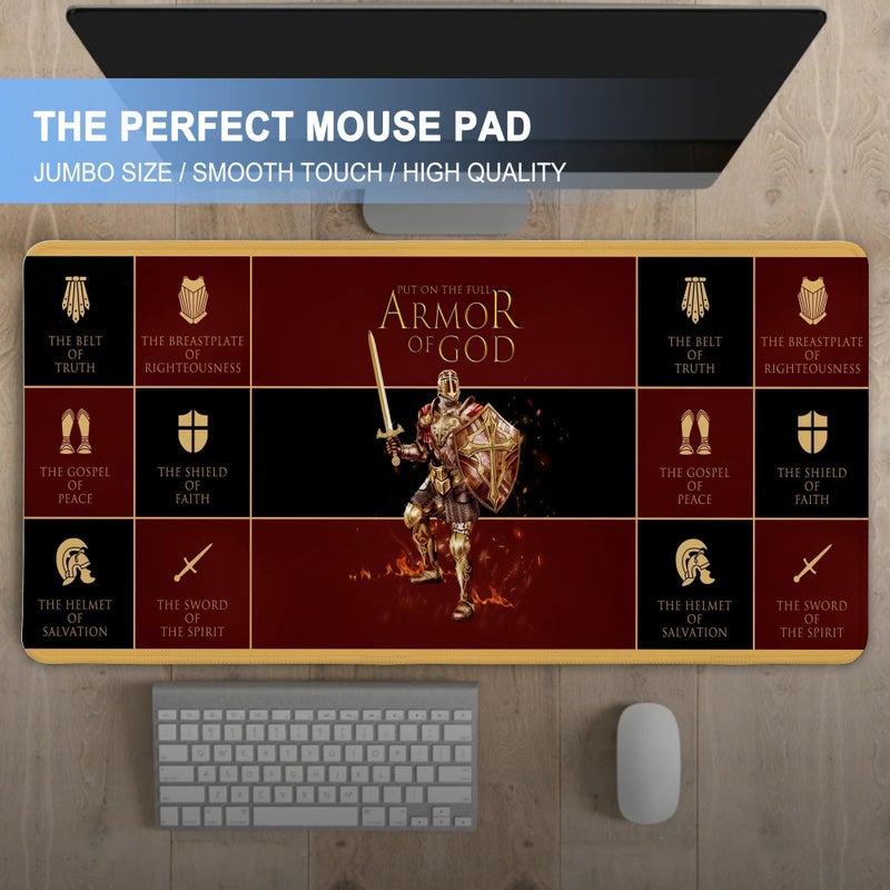TSLOVER Christian Mouse Pad,Jesus XXL Gaming Mouse Pads,Inspirational Armor of God Mousepad,Large Waterproof Non-Slip Rubber Desk Mat with Stitched Edges Office Home Computer Desk Accessories,35.4 x 15.7 in - Image 5