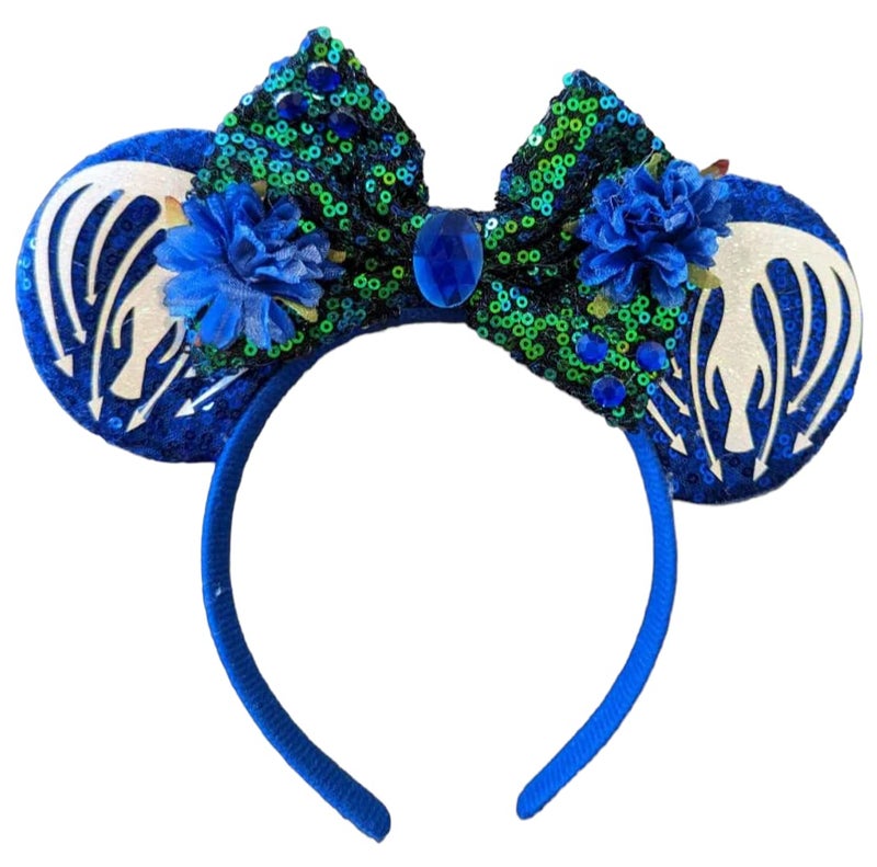 CLGIFT Avatar Minnie Ears Headband, Blue Sparkle Mouse Ears (Avatar, Cosplay Party, Halloween, Birthday, Children, Fans of Avatar, Costume Enthusiasts) - Image 1