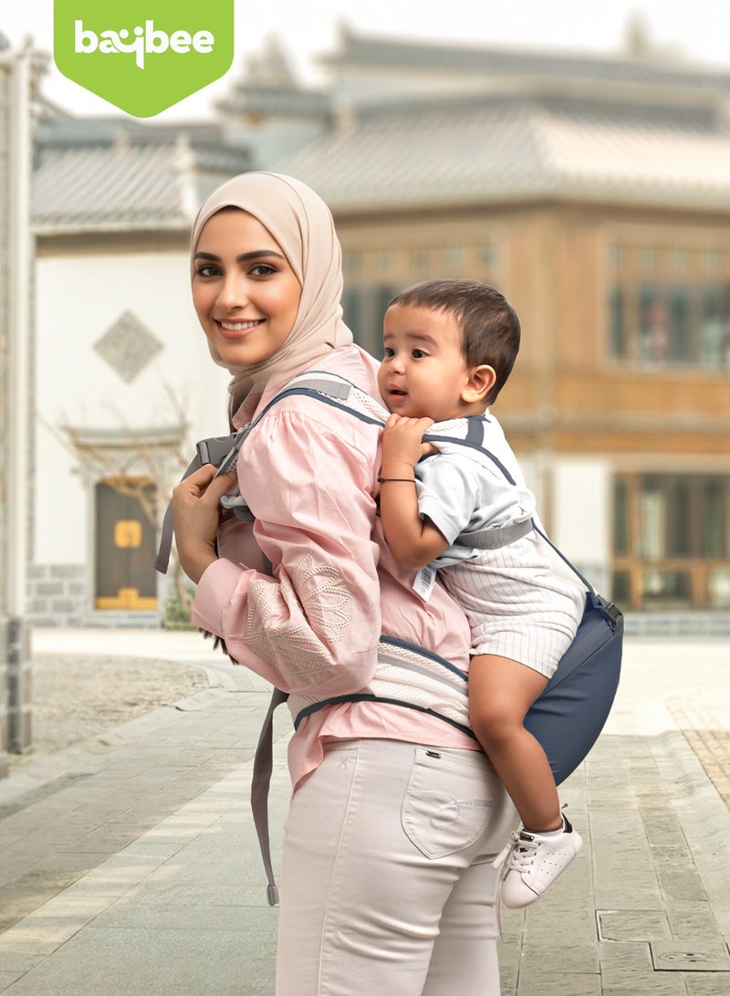 Baybee Flownest Baby Carrier for 0 to 3 Years Baby | Adjustable Baby Carry Bag with 6 Carrying Positions, Breathable Mesh Fabric & Back Support | 30° Inclined Non-Slip Padded Hip Seat Baby Carrier for Newborn| Kangaroo Bags for Toddlers Blue - Image 2