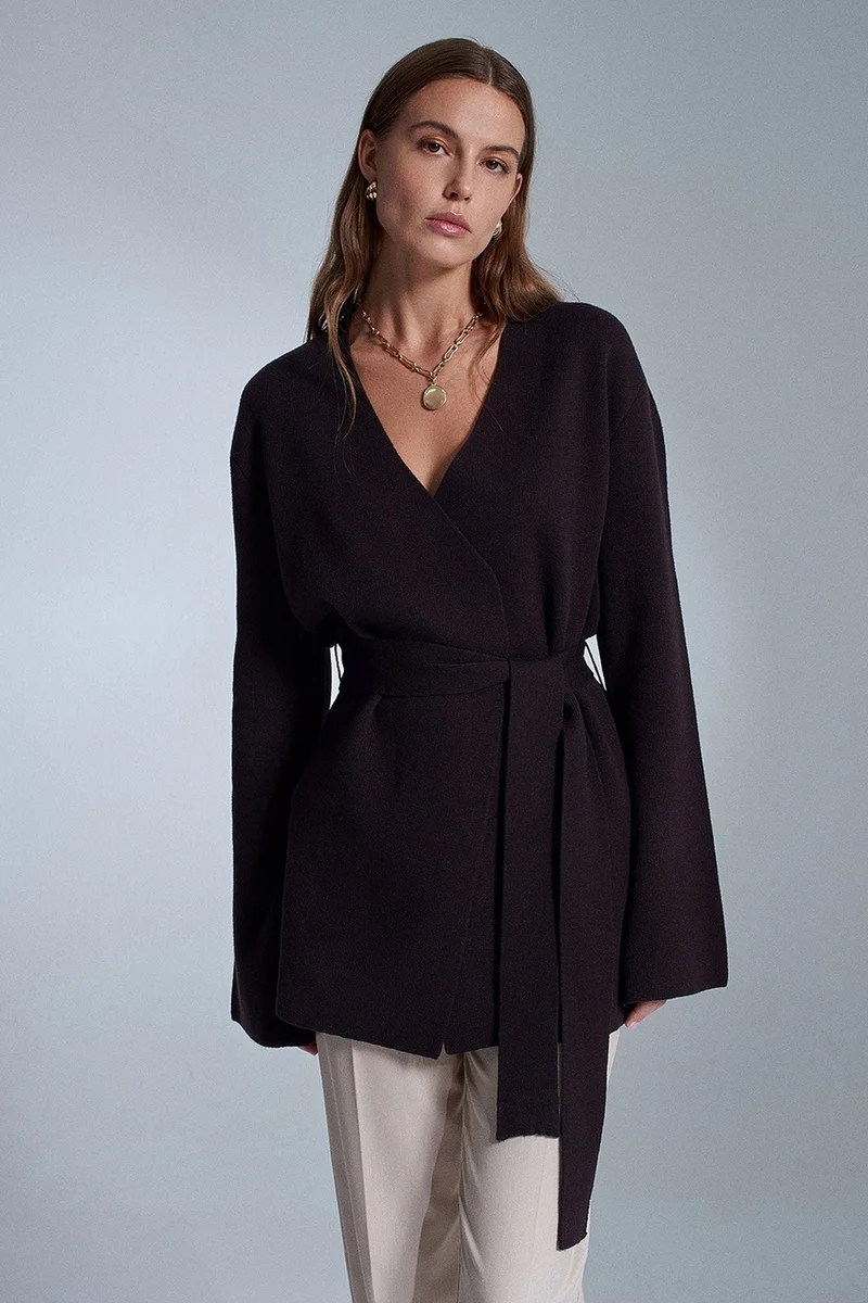 Dilvin Dark Mocha Brown DILVIN Women's Acrylic Wool Blend Cardigan for Women | Best Price UAE