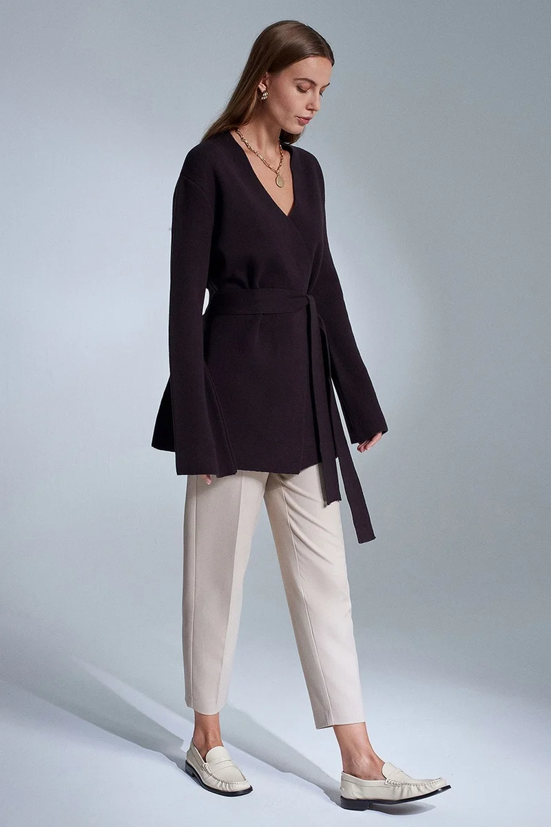 Dilvin Dark Mocha Brown DILVIN Women's Acrylic Wool Blend Cardigan for Women | Best Price UAE