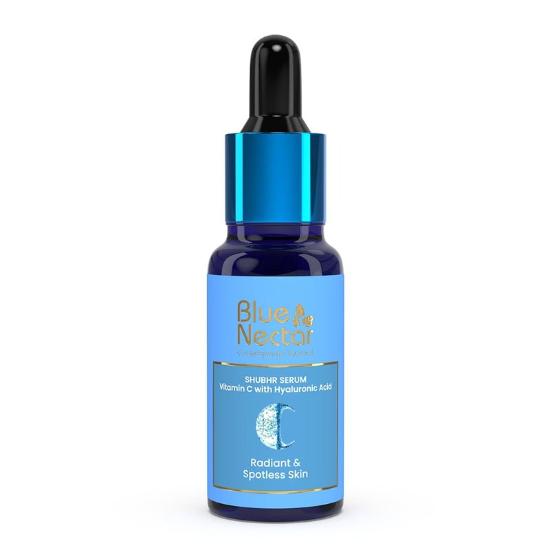 Blue Nectar Ayurvedic Vitamin C Face Serum for Dark Spot Correction and Glowing Skin  Hyaluronic Acid Serum with PlantBased Vitamin C 9 Herbs 1 Fl Oz