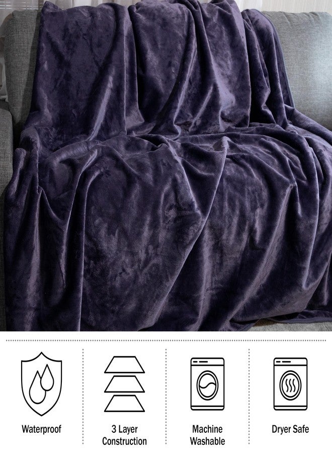 Lavish Home Waterproof Blanket - 80x80 King-Size Blanket for Kids, Pets, and Outdoors - Throw for Bed, Couch, Chair and Car (Purple) - Image 3