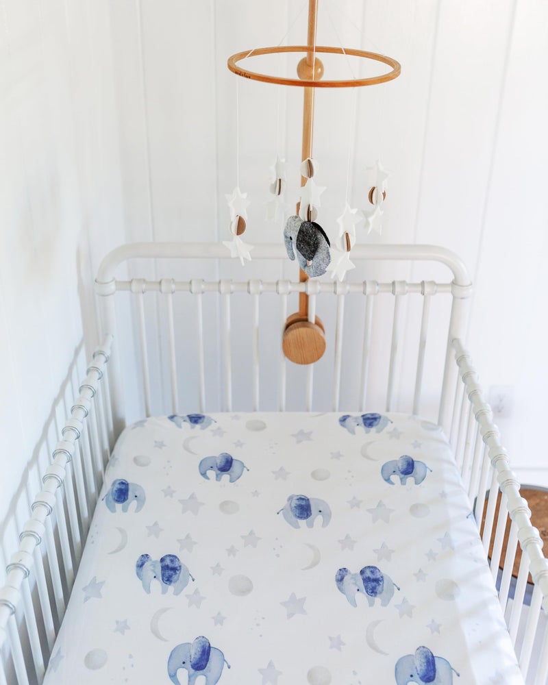 Sorrel + Fern Crib Sheets Neutral - Fitted Baby Crib Sheets Bed for Girl Boy - 2 Pack Standard & Toddler Mattress (Watercolor Elephants) - Buttery Soft Organic Cotton Blend - Image 4
