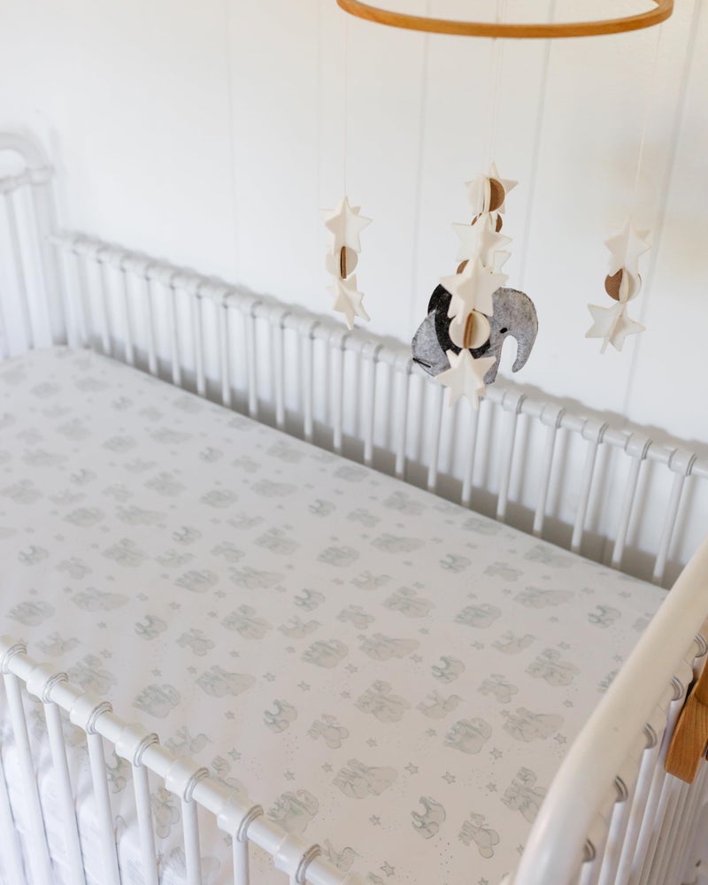 Sorrel + Fern Crib Sheets Neutral - Fitted Baby Crib Sheets Bed for Girl Boy - 2 Pack Standard & Toddler Mattress (Watercolor Elephants) - Buttery Soft Organic Cotton Blend - Image 5