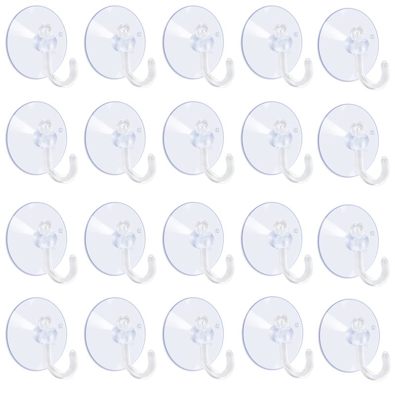 AQUANEAT 20 Packs Suction Cups 1.2 Inch Clear Sucker Pads with Hooks for Glass Home Organization Decoration - Image 1
