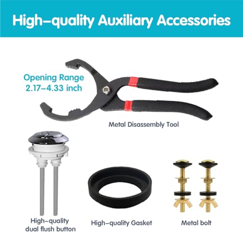 Ulinlo Pouly 3-Inch Dual Flush Valve Replacement Kit,Compatible with Glacier Bay,Aquasource,Water Ridge and Most Universal, Include Metal Tongs,Bolts,Flush Valve,Fill Valve,Gasket,Button, 1-Pack - Image 5