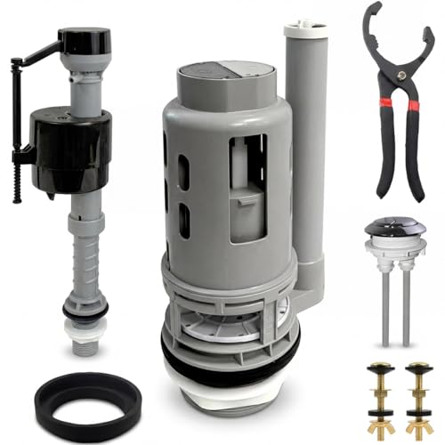 Ulinlo Pouly 3-Inch Dual Flush Valve Replacement Kit,Compatible with Glacier Bay,Aquasource,Water Ridge and Most Universal, Include Metal Tongs,Bolts,Flush Valve,Fill Valve,Gasket,Button, 1-Pack - Image 1