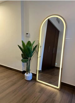 Golden Arch Full-Length Mirror with 3-Color LED Light, Elegant Modern Design, Large Floor Mirror (160 x 70 cm) for Bedroom, Living Room, Hallway, Vanity, Dressing Room, Home Decor, and Contemporary Interior Design