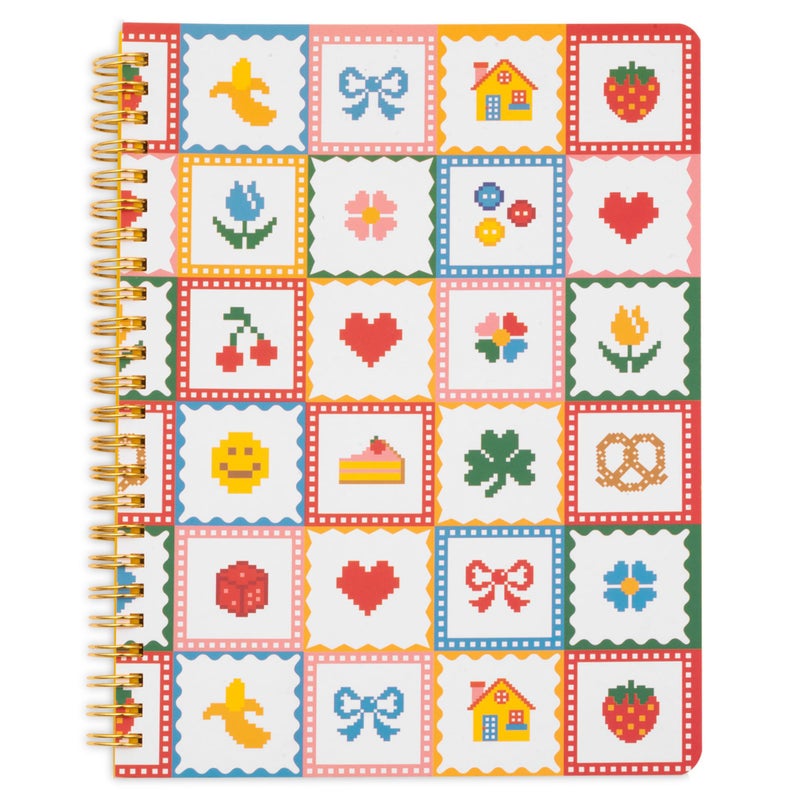 ban.do Rough Draft Mini Spiral Notebook with Pattern, 8.5" x 6.75" Journal with Pockets and 160 Lined Pages (Quilt) - Image 1