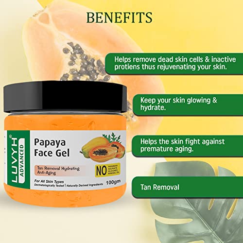Luvyh Papaya Face Massage Gel (100g) Skin for Spot Removal, Brightening & Lightening With Papaya Extracts, Helps Reduce Wrinkles & Acne Breakouts for All Skin Types - Image 3
