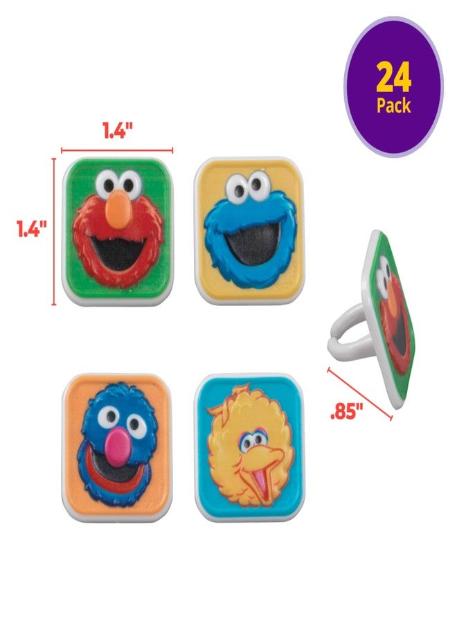 DecoPac Sesame Street Rings, 24 Cupcake Toppers Featuring Elmo, Big Bird, Cookie Monster, Grover, Bright Colorful Cupcake Decorations, Food Safe - 24 Pack - Image 3