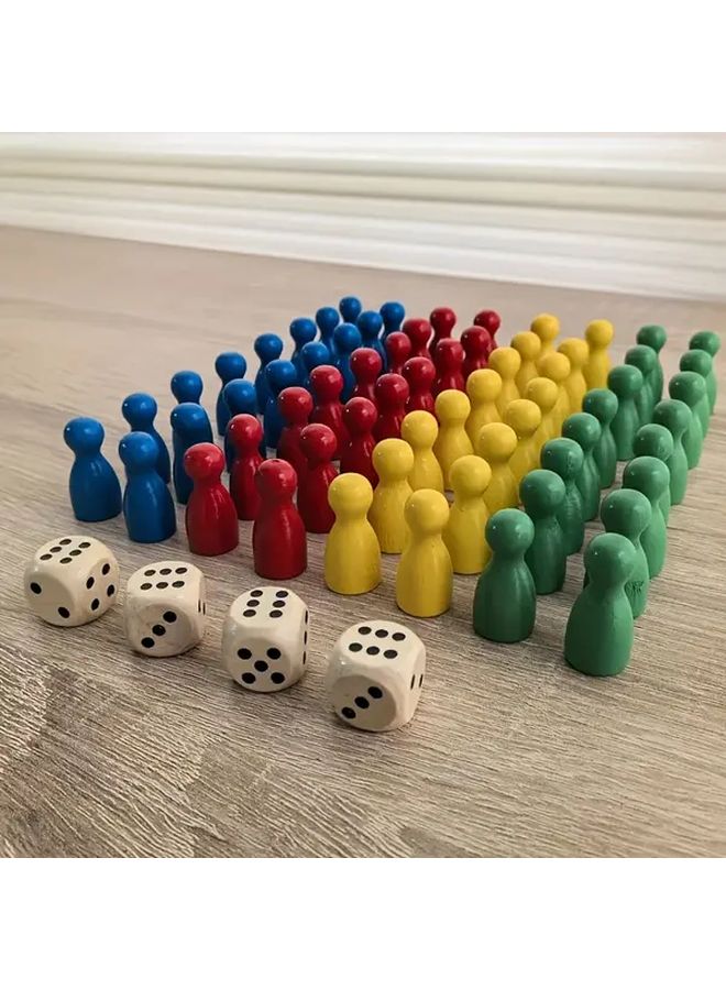 64pcs Colorful Wooden Chess Pieces and Dice for Board Game Fun Family Party - Image 4