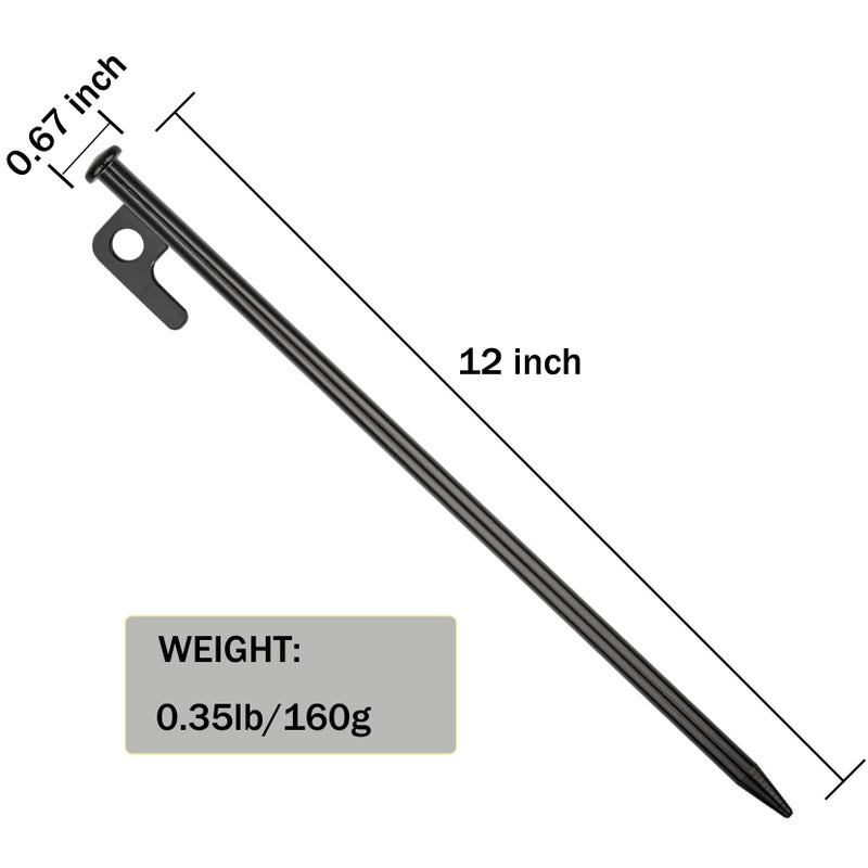RIY 8 Pack Tent Stakes Heavy Duty 12 inch Steel Tent Pegs for Camping Unbreakable and Inflexible - Image 5