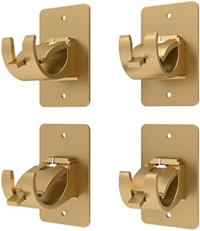 Wabboreq 4 Pieces Self Adhesive Curtain Rod Bracket, Universal Plastic Curtain Rod Holders, No Drill Curtain Rod Brackets Curtain Rod Hooks for Bathroom, Bedroom, Livingroom, Kitchen (Black) - Image 1