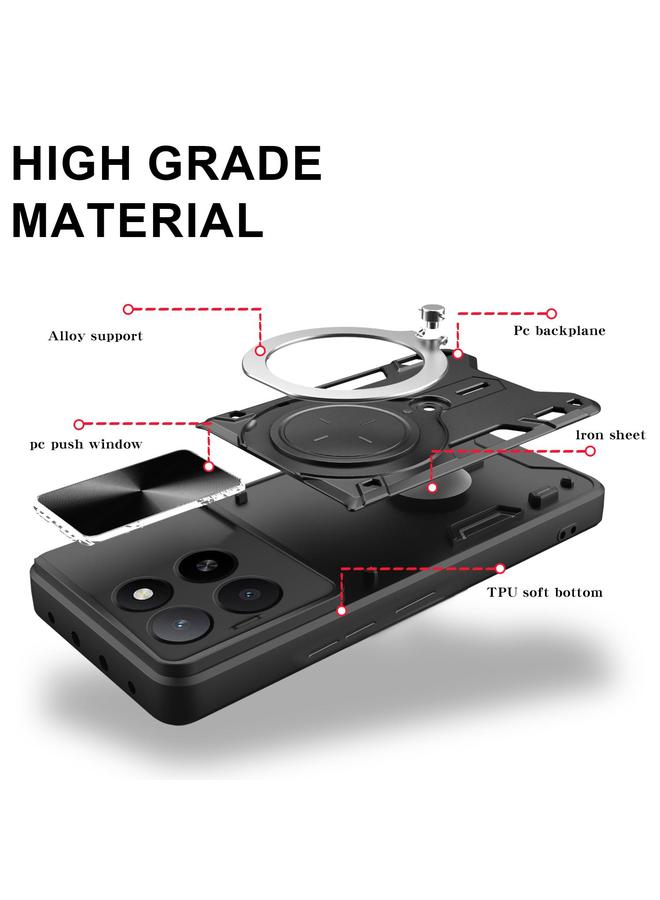 Zaboon Case For Honor X5b Plus / X5b 4G CD Texture Sliding Camshield Magnetic Holder Phone Case - Image 3