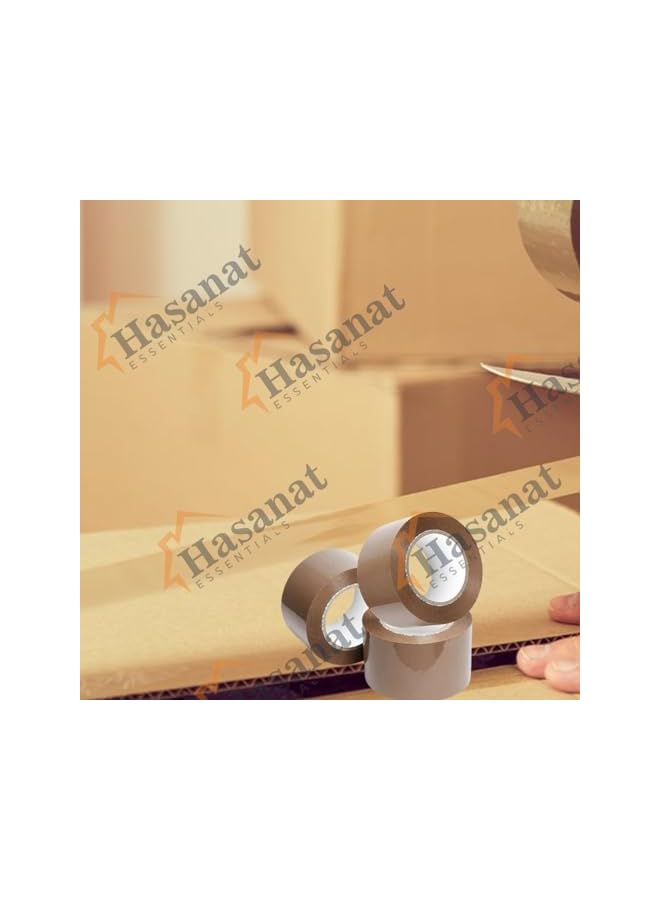 HASANAT ESSENTIALS شريط تعبئة بني من هسانات إيسينشالز - شريط تغليف BOPP ثقيل الوزن لنقل الطرود والتخزين 2 بوصة × 50 ياردة (2 بوصة × 50 ياردة - 3 قطع) - Image 3