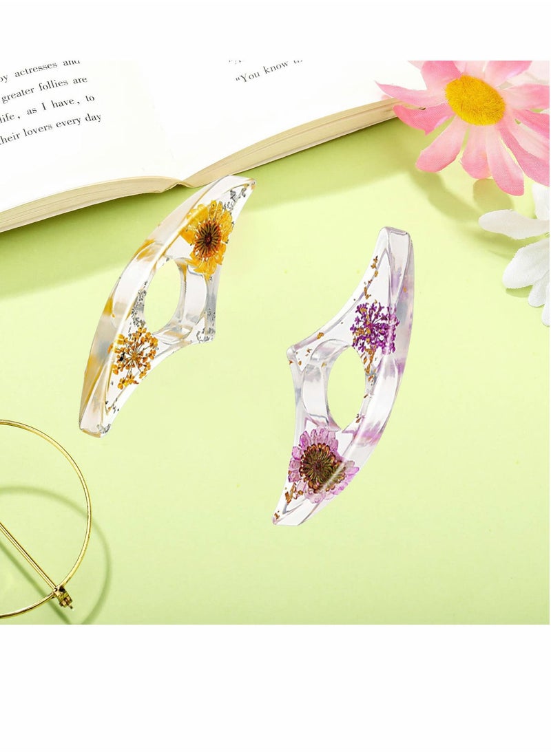 Y&D Thumb Ring Page Holder, Dried Flower Resin Transparent Handmade Scalloped Bookmarks, Personalized Reading Accessories for Lovers Teacher Chef (2 Pieces)  - Image 2