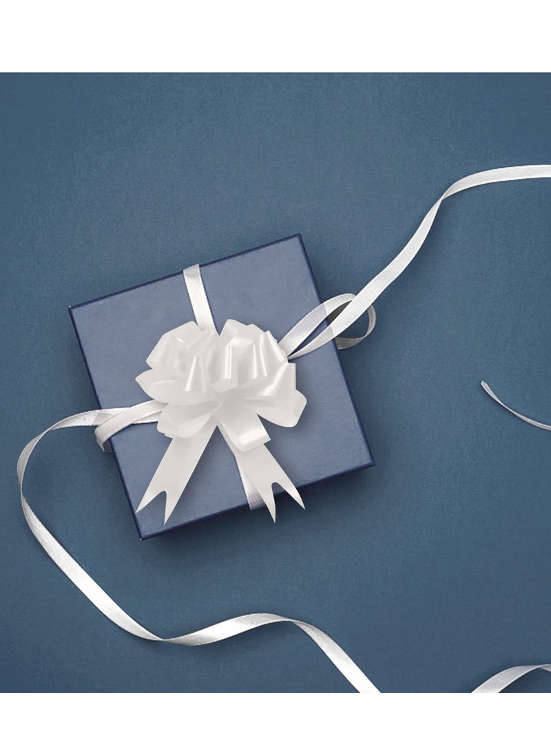 Zikra Pull Bow, 30PCS Gift Wrap Pull Bow Ribbon, White Ribbon Pull Bow, White Gift Bow Gift, Bow Pull Ribbon for Gift Wrap, Bouquet, Gift Basket, Birthday, Wedding, Valentine's Day Gift Decoration - Image 3