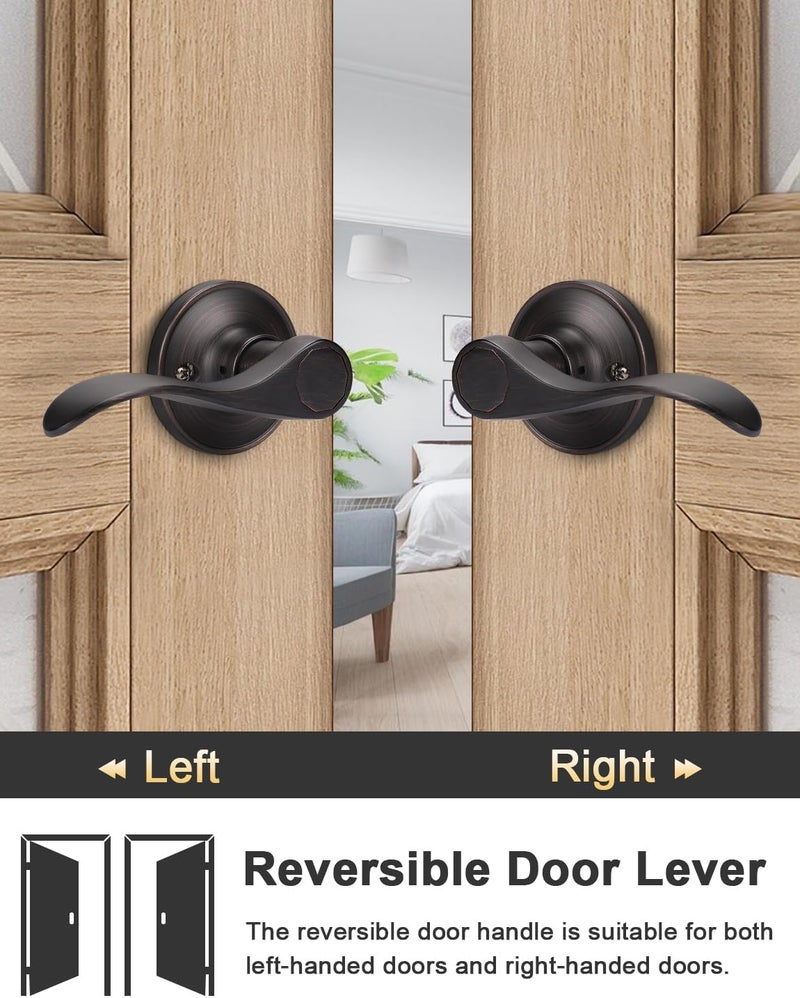 Tinewa Camelot Trim Lower Half Handleset, Oil Rubbed Bronze Finish, Upgated Entry Door Handle with Accent Wave Door Lever for Electronic Keypad with Drop Interior Left Handed Lever - Image 4